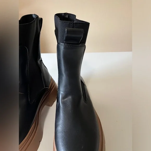 Primark Women’s Black/Brown Sz 5 Chunky Chelsea Boots Pull On - Picture 3 of 12